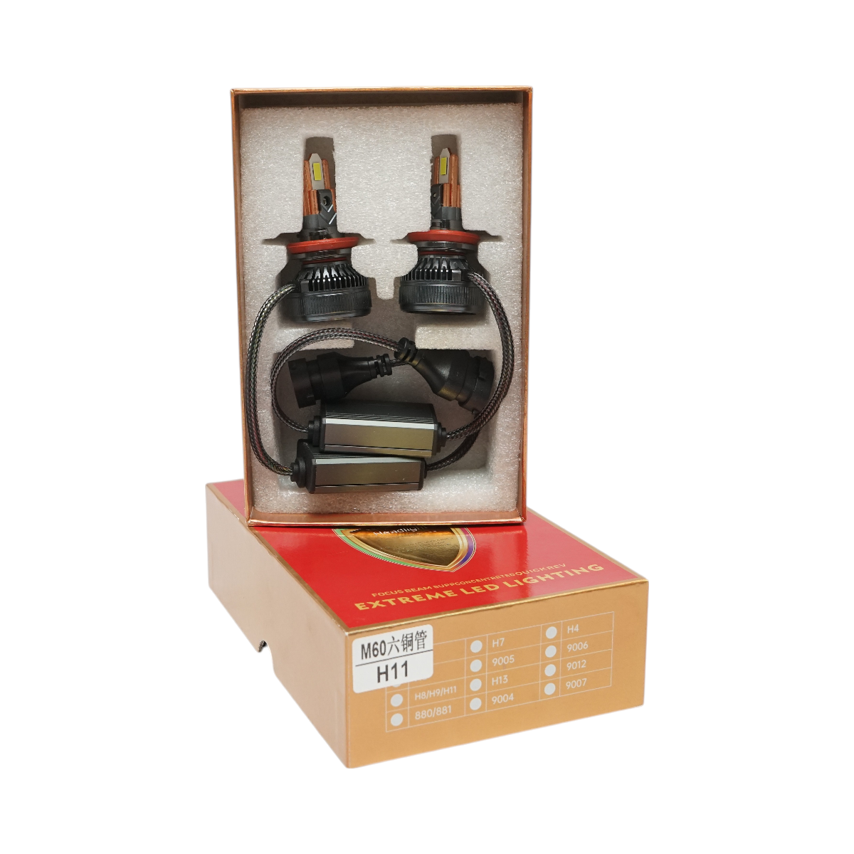 Set of 2 H11 LED car bulbs, 60W, 12-36V cold white light